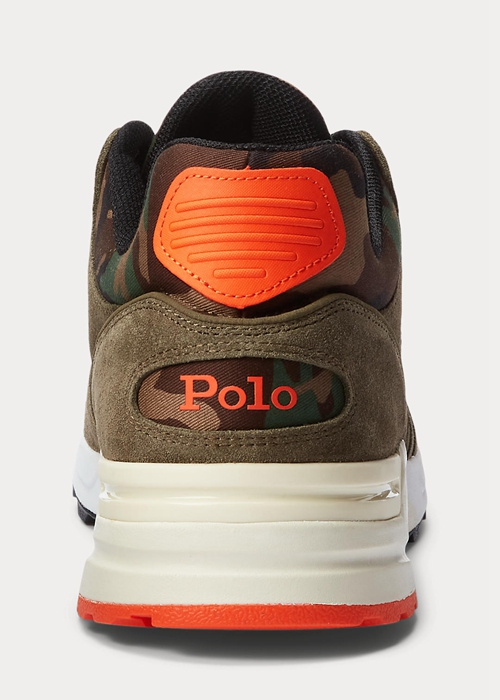 Ralph Lauren Trackster 200 Mocka & Camo Twill Sneakers Herr Gröna | 180739-MPB