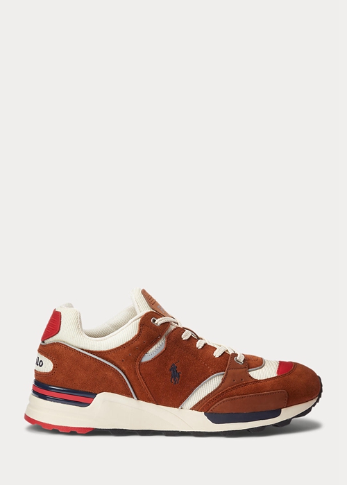 Ralph Lauren Trackster 200 Mocka & Mesh Sneakers Herr Bruna | 794528-YDT