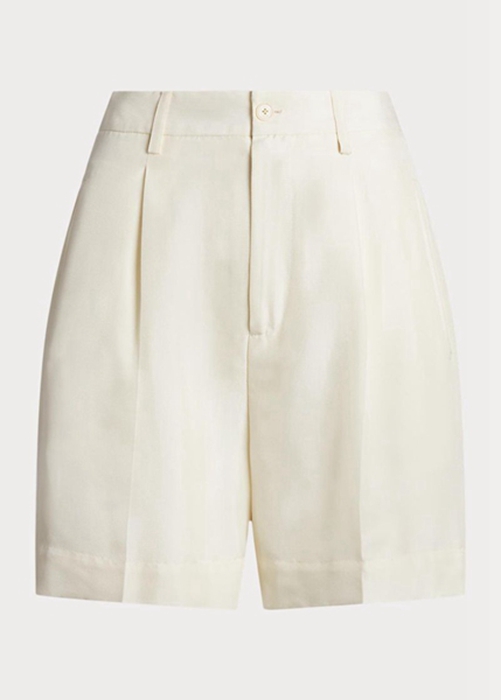 Ralph Lauren Tracy Plisserad Silk Shantung Shorts Dam Vita | 035489-NJK