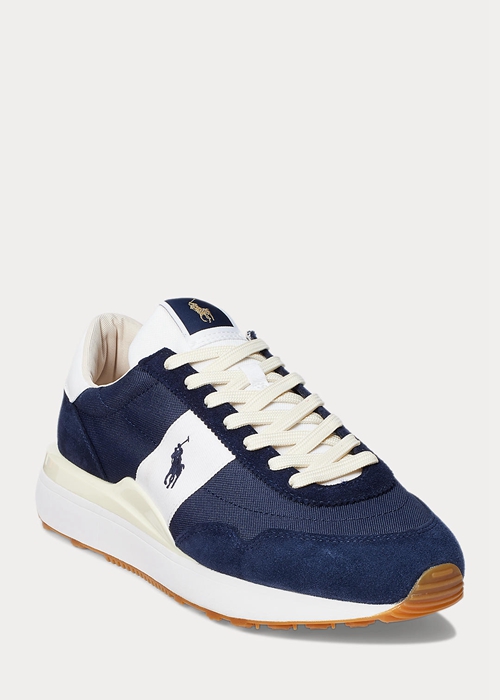 Ralph Lauren Train 89 Mocka & Oxford Sneakers Herr Marinblå Vita | 839046-PGF