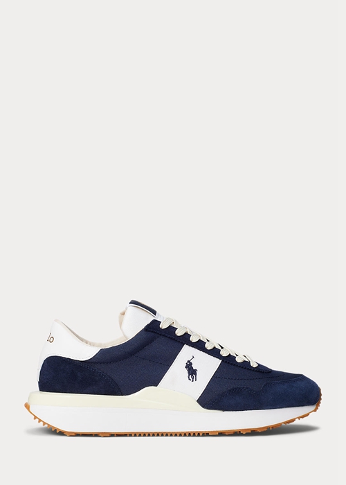 Ralph Lauren Train 89 Mocka & Oxford Sneakers Herr Marinblå Vita | 839046-PGF