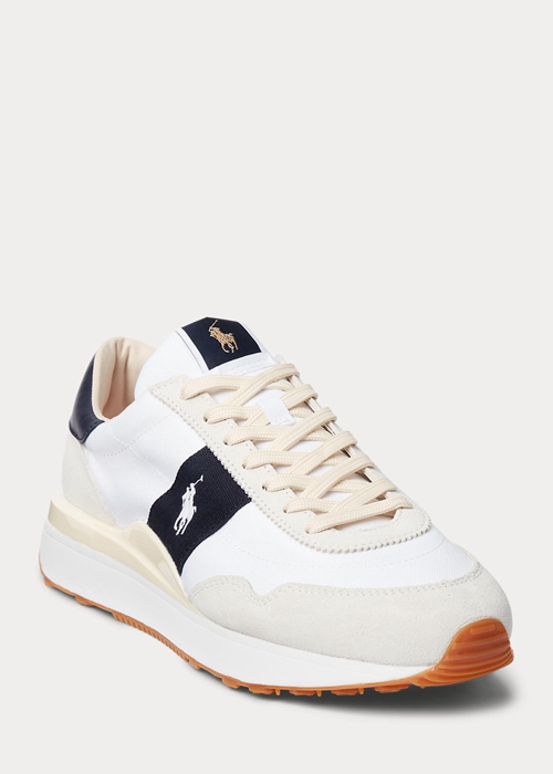 Ralph Lauren Train 89 Mocka & Oxford Sneakers Herr Vita Marinblå | 906827-HKW