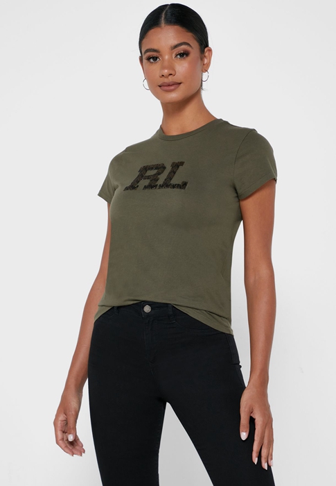 Ralph Lauren Tryck Crew Neck T-shirt Dam Gröna | 106528-KQL