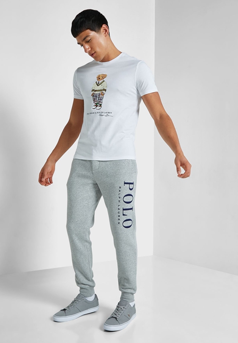 Ralph Lauren Tryck Crew Neck T-shirt Herr Vita | 463172-CTY