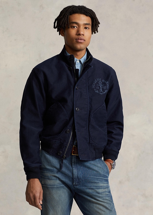 Ralph Lauren Tryck Deck Jacka Herr Marinblå | 984601-ECM