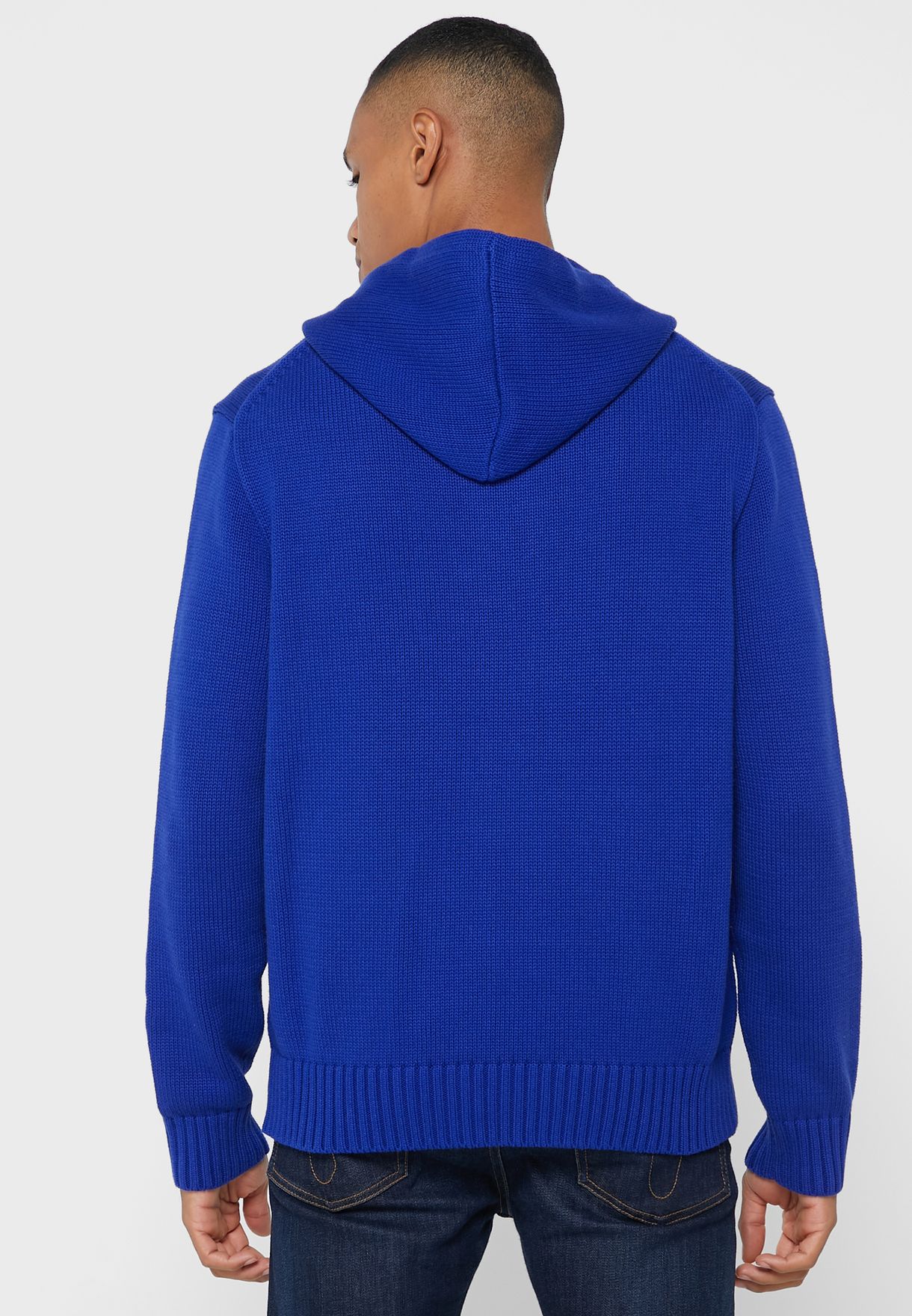 Ralph Lauren Tryck Hoodie Herr Blå | 054237-CJI