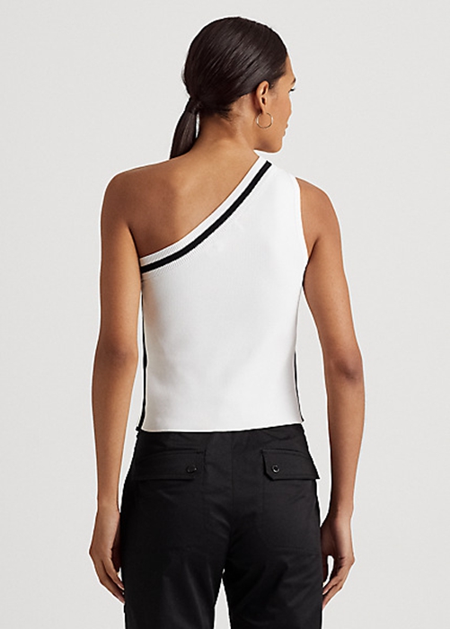 Ralph Lauren Two-Tone One-Shoulder Cropped Tröjor Dam Vita | 356491-KSU