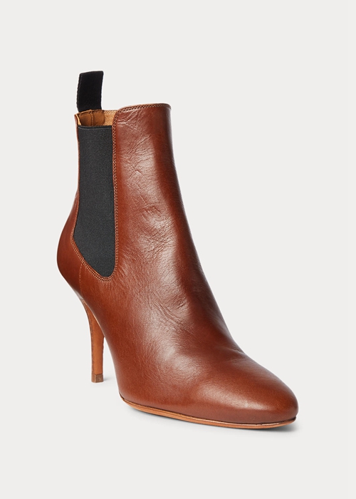 Ralph Lauren Vachetta Calfskin Kitten-Heel Stövlar Dam Bruna | 913705-SUI