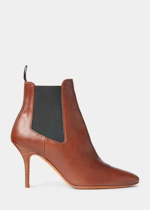 Ralph Lauren Vachetta Calfskin Kitten-Heel Stövlar Dam Bruna | 913705-SUI