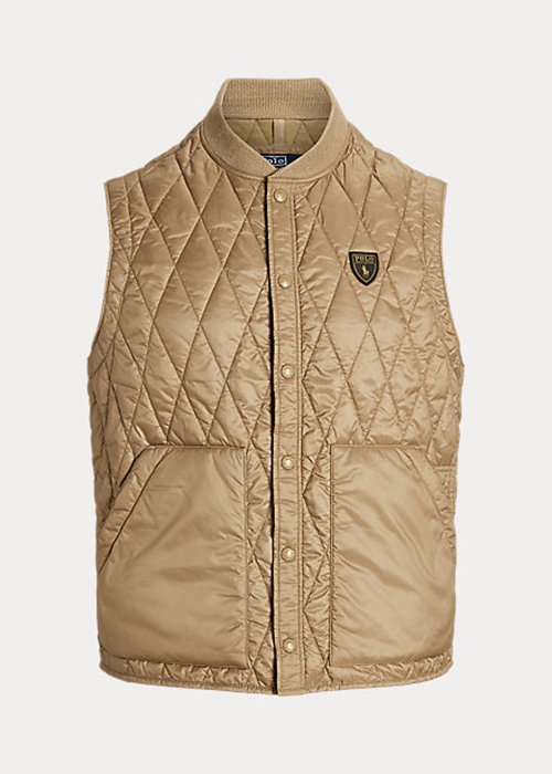 Ralph Lauren Vatten-Repellent Quiltad Väst Herr Khaki | 104897-PQH