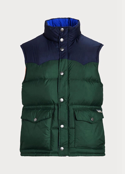 Ralph Lauren Vatten-repellent Down Western Gilet Jacka Herr Gröna | 684315-BZT