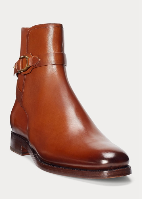 Ralph Lauren Welington Burnished Calfskin Stövlar Herr Bruna | 962741-OVP