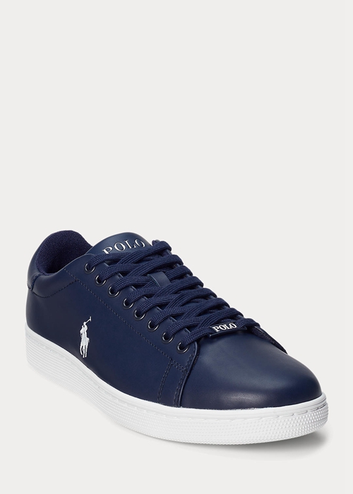 Ralph Lauren Wilton Läder Sneakers Herr Marinblå Vita | 062935-IDP