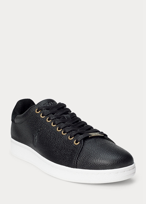 Ralph Lauren Wilton Läder Sneakers Herr Svarta | 439801-JMD