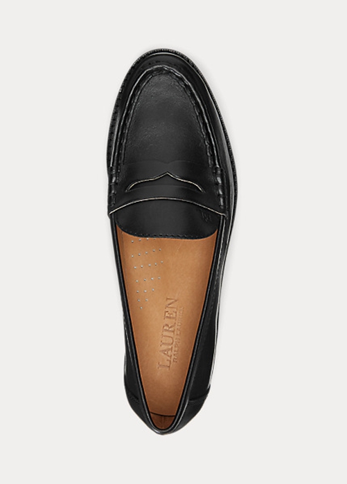 Ralph Lauren Wynnie Burnished Läder Loafers Dam Svarta | 451890-ESA