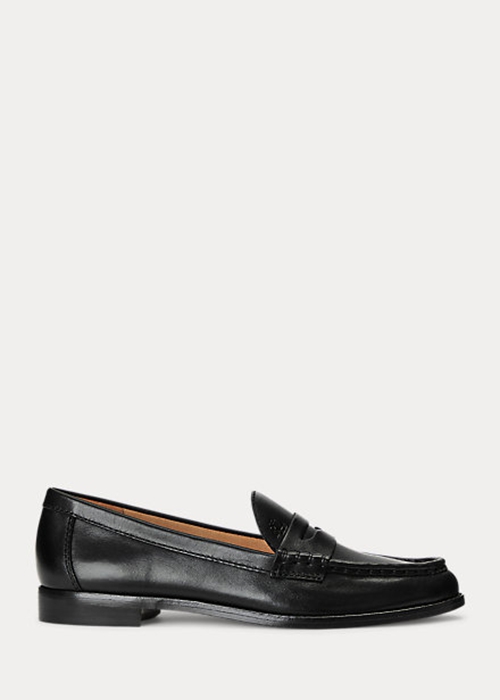 Ralph Lauren Wynnie Burnished Läder Loafers Dam Svarta | 451890-ESA