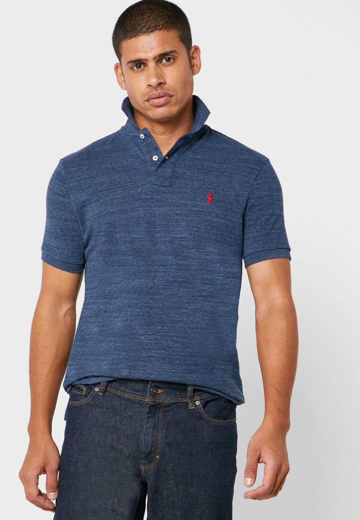 Ralph Lauren Basic Mesh Piketröja Herr Blå | 215049-DHT