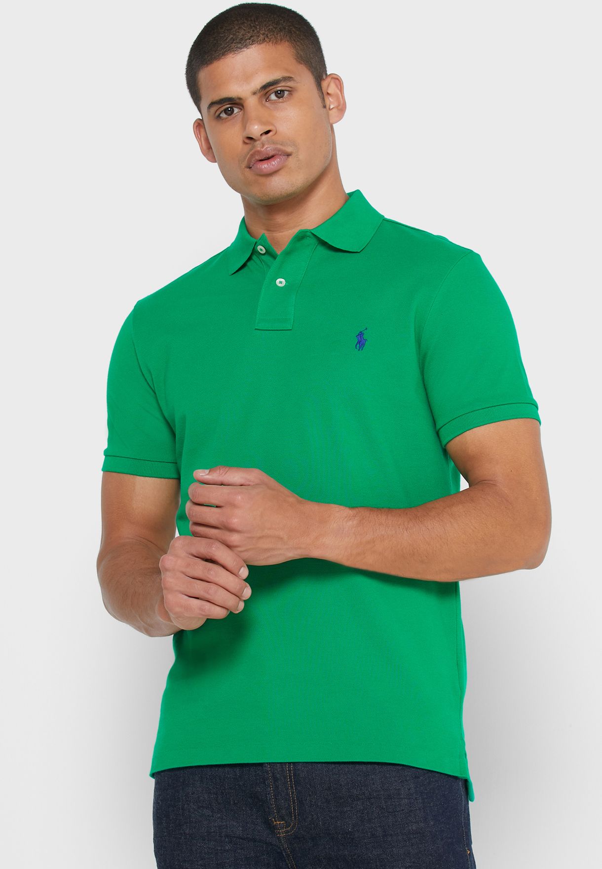 Ralph Lauren Basic Mesh Piketröja Herr Gröna | 408152-OMD