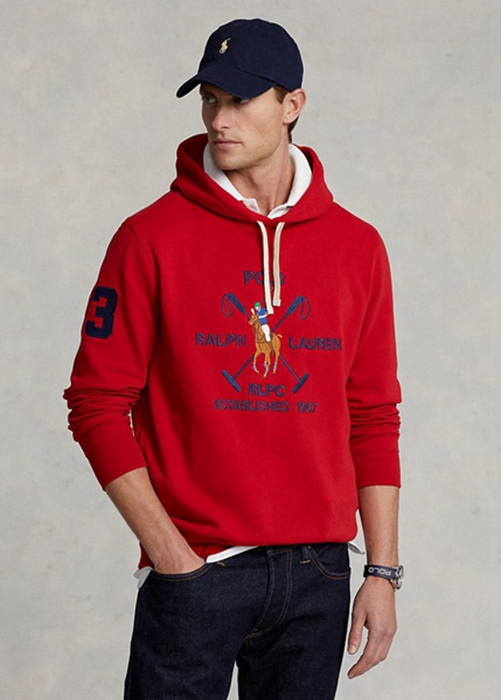 Ralph Lauren Big Polo Crest Fleece Hoodie Herr Röda | 873461-NSI