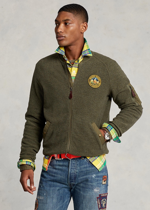 Ralph Lauren Brushed Fleece Bomber Jacka Herr Gröna | 870952-BEF