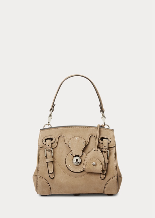 Ralph Lauren Calf-Mocka Soft Ricky 18 Handbag Dam Pale Honey | 018465-ORE