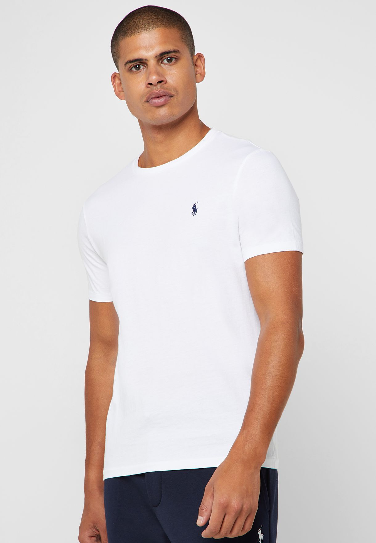 Ralph Lauren Custom Slim Fit Bomull T-shirt Herr Vita | 569208-XNS