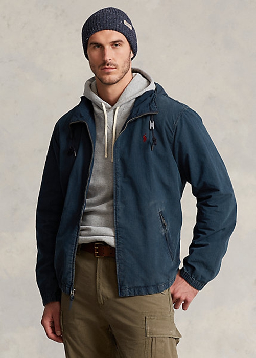 Ralph Lauren Denim Hooded Jacka Herr Marinblå | 720938-TYA