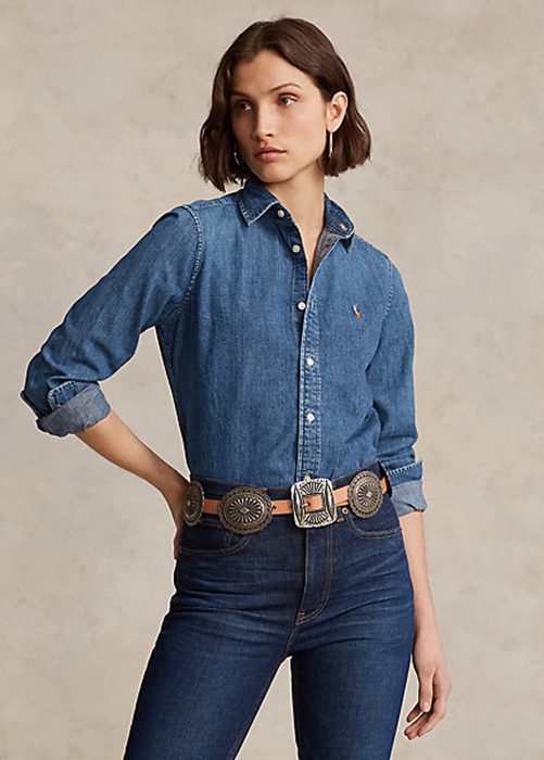 Ralph Lauren Denim Skjorta Dam Blå | 805249-EYD