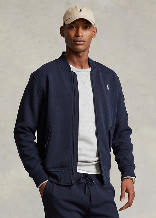 Ralph Lauren Double-Knit Bomber Jacka Herr Marinblå | 368195-WQX