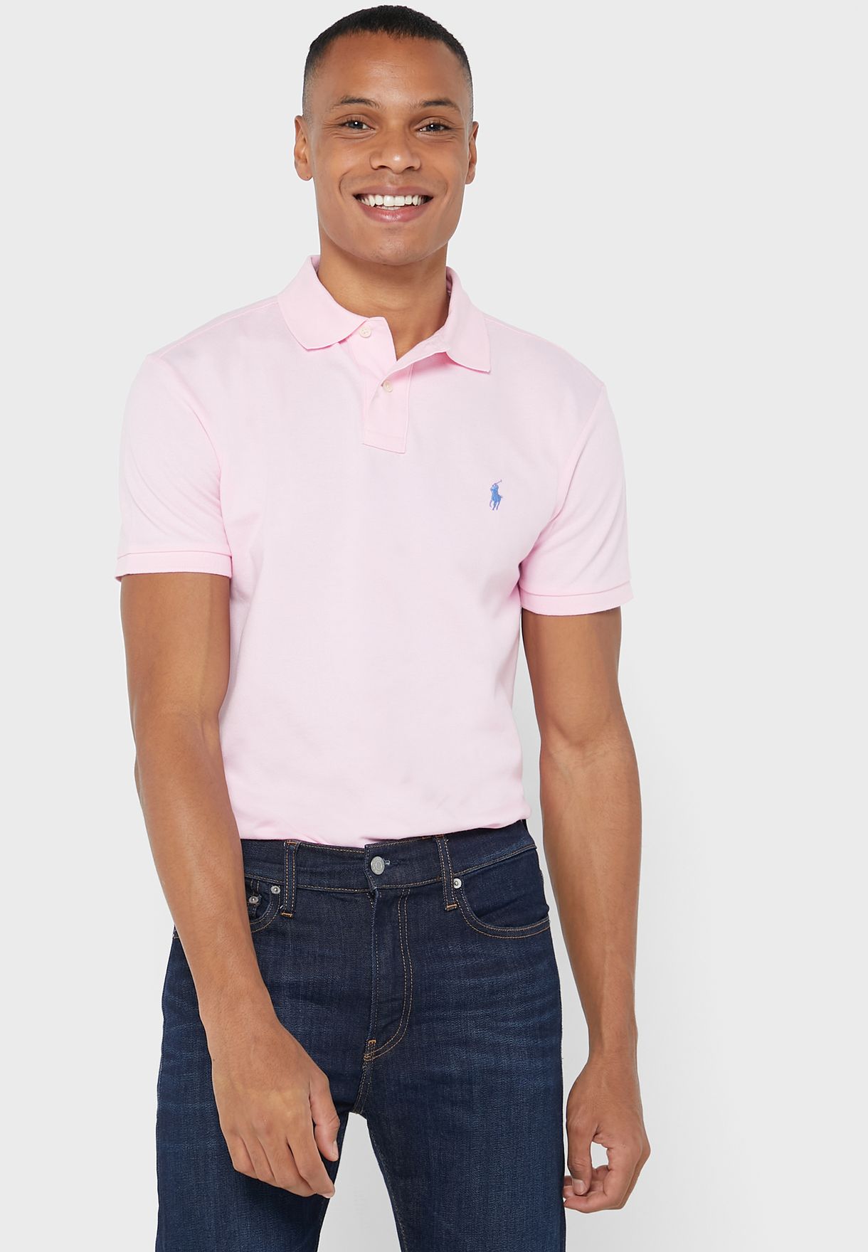 Ralph Lauren Essential Slim fit Piketröja Herr Rosa | 180265-YFN