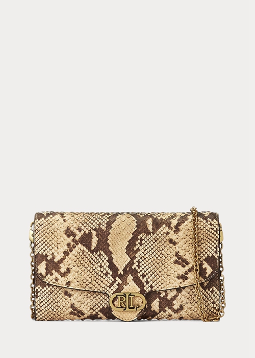 Ralph Lauren Faux-Snakeskin Medium Adair Crossbody Väska Dam Parchment | 967805-IWG