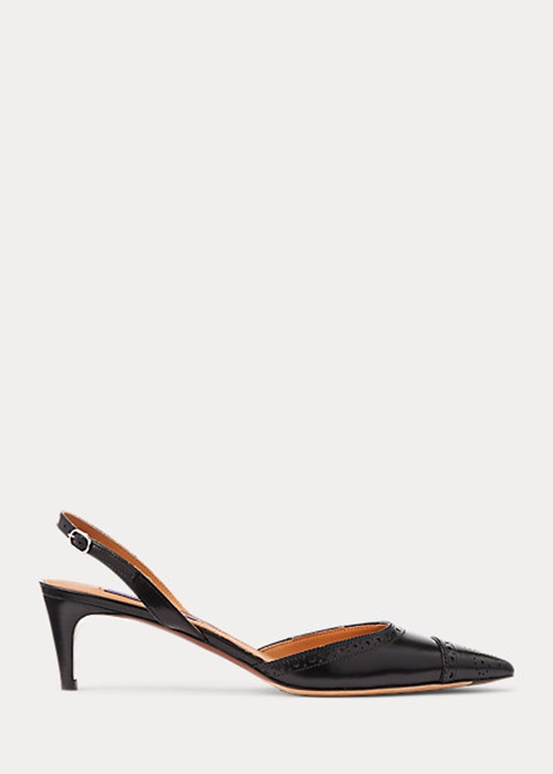 Ralph Lauren Garland Calfskin Slingback Höga Klackar Dam Svarta | 164350-KWZ