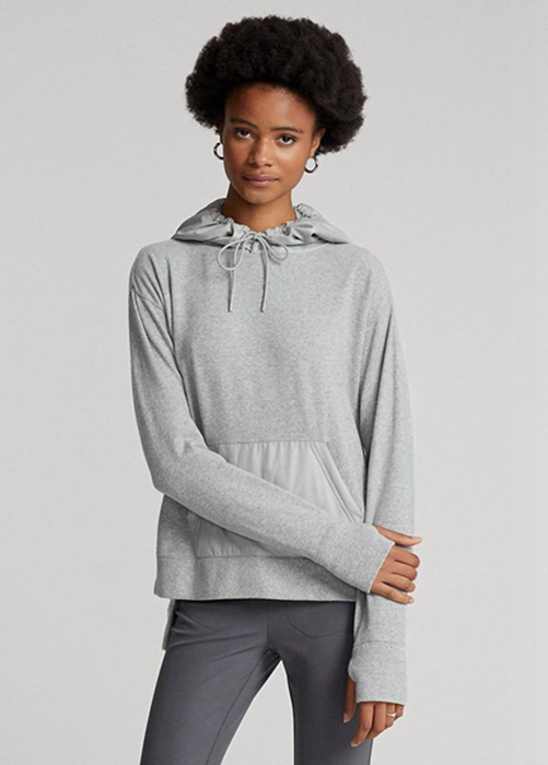 Ralph Lauren GolfLogo Hybrid Jersey Hoodie Dam Grå | 853649-DWN