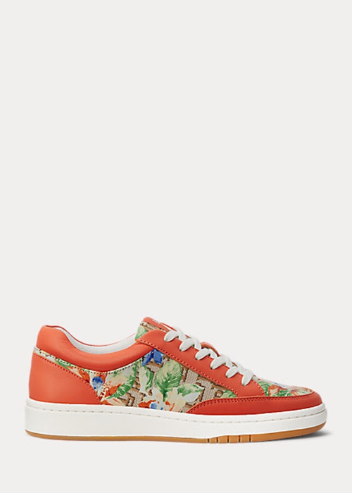 Ralph Lauren Hailey Floral Monogram Jacquard Sneakers Dam Orange | 179602-UNR