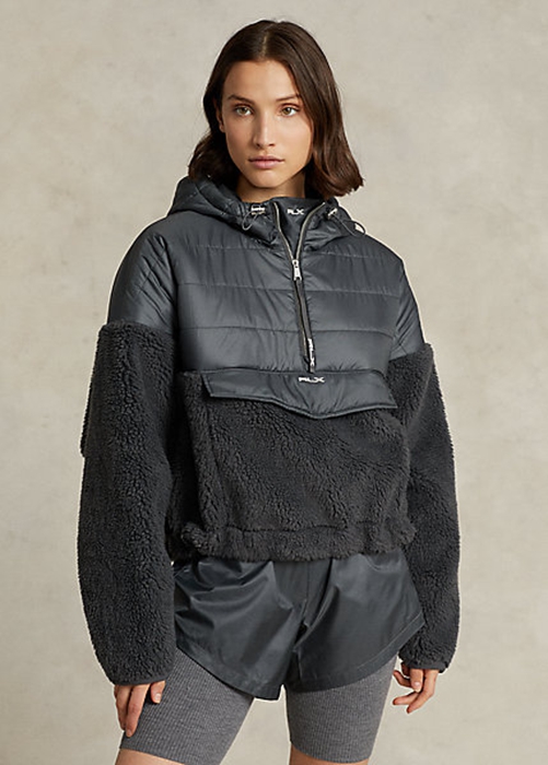 Ralph Lauren High-Pile & Ripstop Hybrid Pullover Jacka Dam Mörkgrå | 291047-GVI