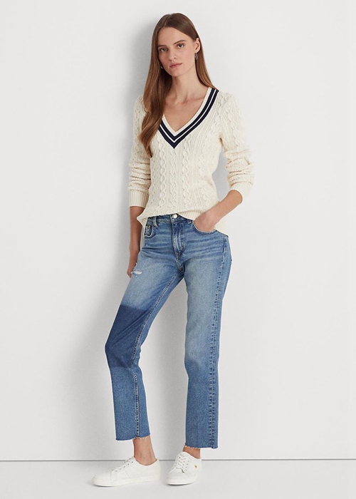 Ralph Lauren High-rise Hetero Cropped Jeans Dam Blå | 536814-BRO