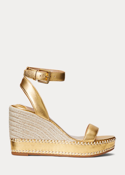 Ralph Lauren Hilarie Metallic Läder Espadrille Dam Guld | 720158-QOH