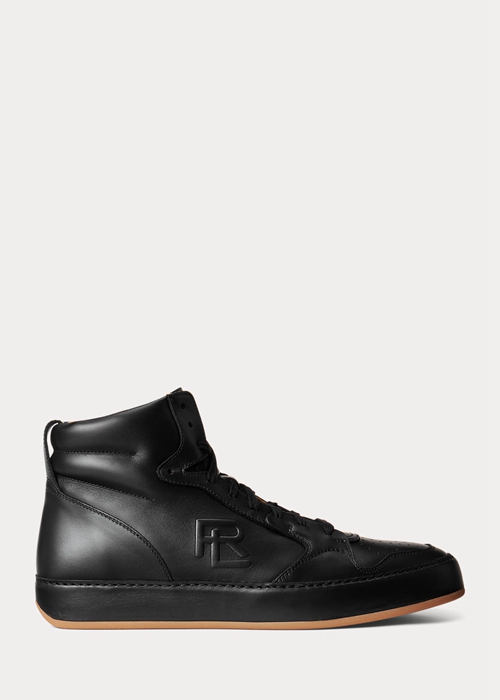 Ralph Lauren Jaemyn Calfskin High-Top Sneakers Herr Svarta | 019257-FIV