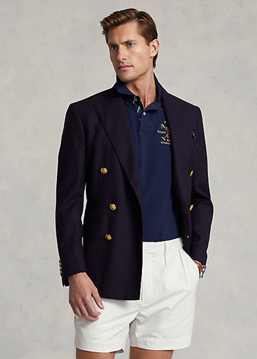 Ralph Lauren Klassiska Fit Crest Mesh Piketröja Herr Marinblå | 846907-TZG