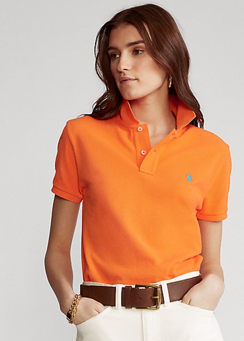 Ralph Lauren Klassiska Fit Mesh Piketröja Dam Orange | 062315-LCX