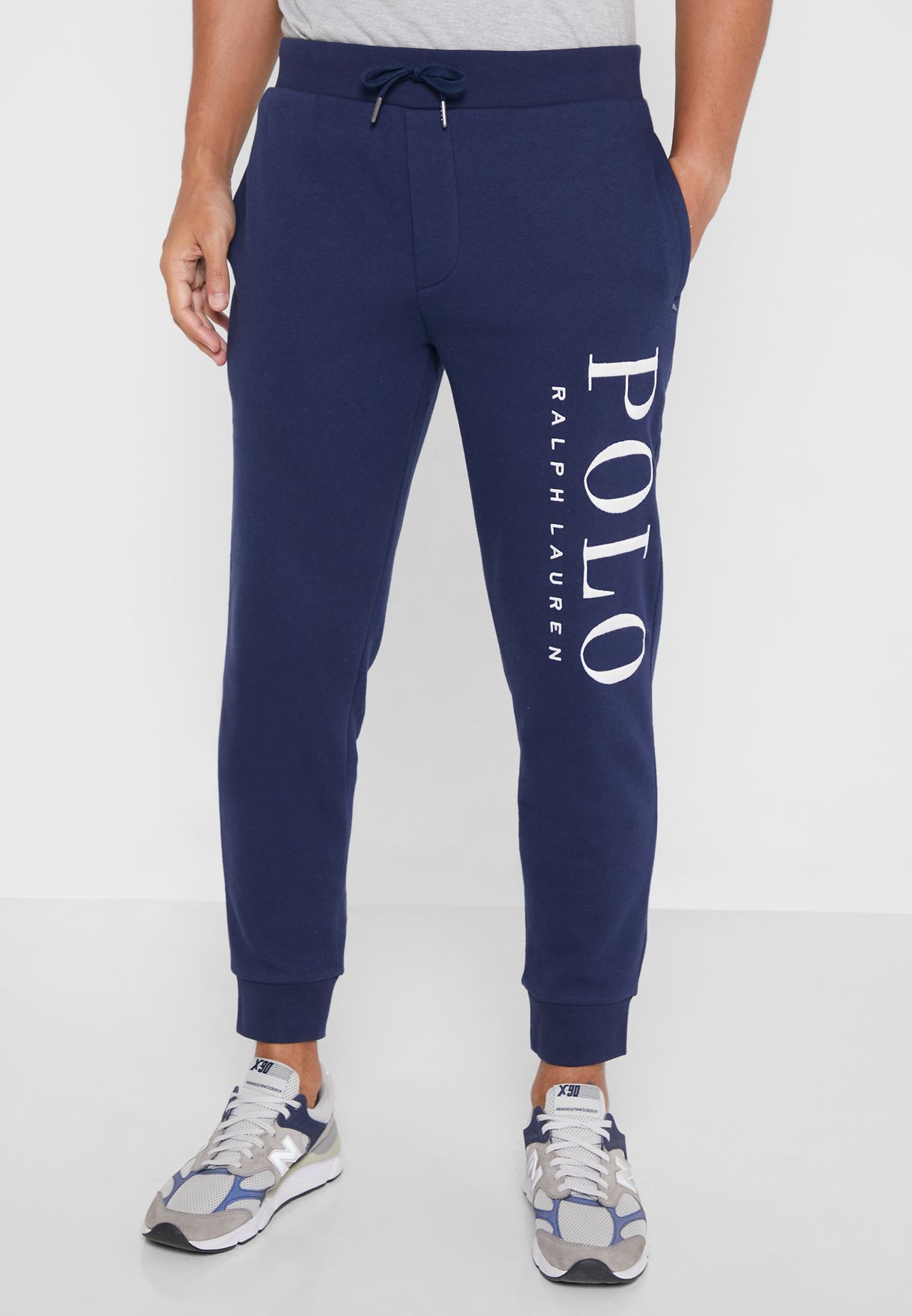 Ralph Lauren Logo Cuffed Sweatpants Herr Marinblå | 426857-ZMR