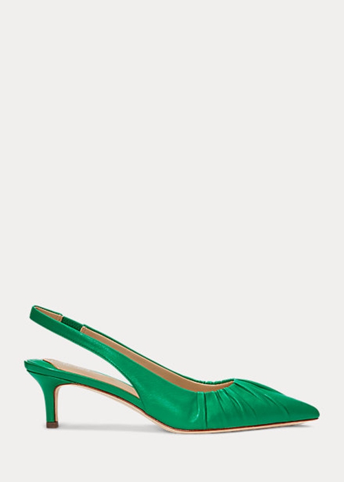 Ralph Lauren Lolah Nappa Läder Slingback Höga Klackar Dam Gröna | 375081-EHO