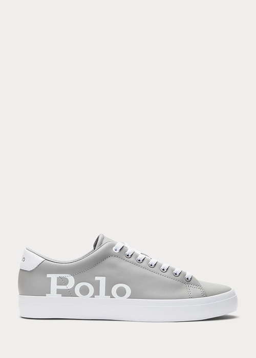 Ralph Lauren Longwood Logo Läder Sneakers Herr Grå Vita | 495263-PKV