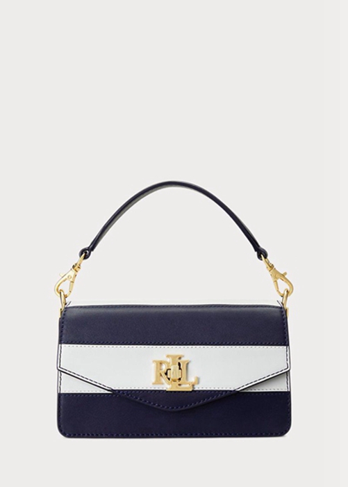 Ralph Lauren Läder Small Tayler Crossbody Väska Dam Marinblå | 847629-PEO