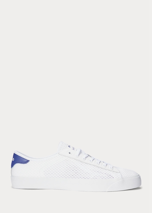 Ralph Lauren Nelson Läder-Trim Mesh Sneakers Herr Vita | 096845-QLO