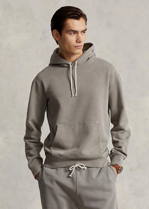 Ralph Lauren Organic Bomull Fleece Hoodie Herr Grå | 651037-MCZ