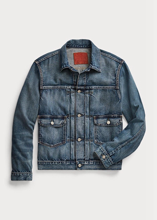 Ralph Lauren Overdale Indigo Denim Trucker Jacka Herr Blå | 095162-COU