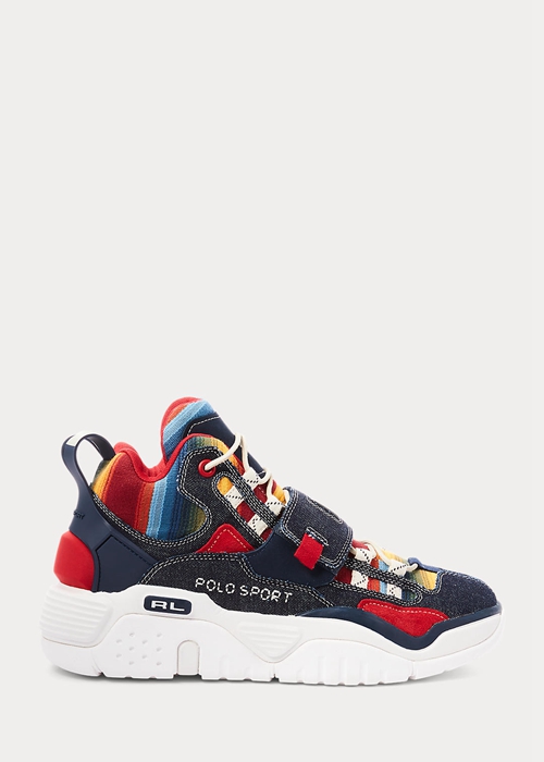 Ralph Lauren PS100 Multi-Print High-Top Sneakers Herr Olika Färger | 561237-QHB