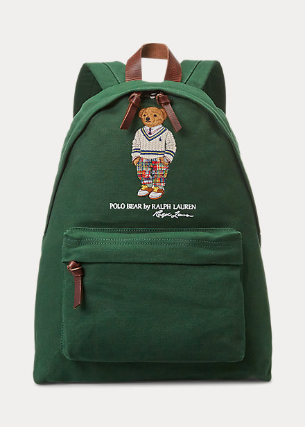 Ralph Lauren Polo Bear Canvas Ryggsäck Herr Gröna | 815930-OEU