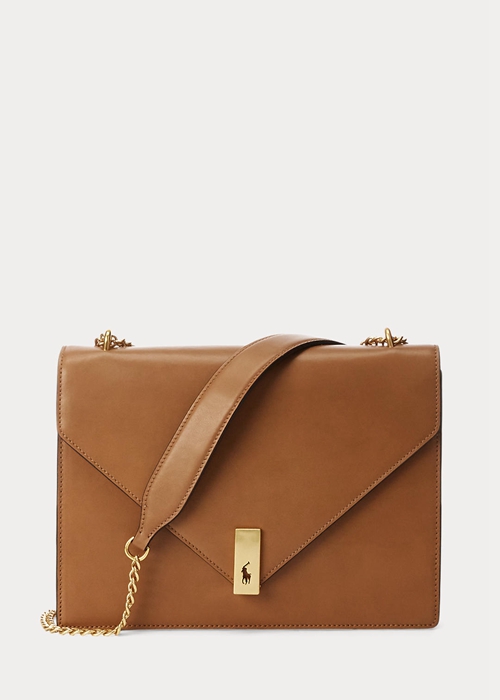 Ralph Lauren Polo ID Calfskin Envelope Crossbody Väska Dam Tan | 157302-TZL